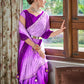 Rajwada Women Purple Saree With Unstitched Blouse