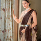 Rajwada Women Brown Saree With Unstitched Blouse