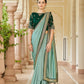 Rajwada Women Sea Green Saree With Unstitched Blouse
