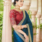 Rajwada Women Dark Blue Saree With Unstitched Blouse