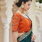 Rajwada Women Teal Saree With Unstitched Blouse
