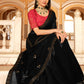 Rajwada Women Classic Black Chinon Saree With Unstitched Blouse