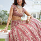 Rajwada Red Georgette Embellished Semi Stitched Lehenga For Women