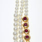 Rajwada White And Pink Alloy Pearl Embellished Neckpiece For Women
