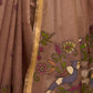 Rajwada Brown Cotton Blend Solid Saree For Women