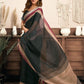 Rajwada Dark Grey Cotton Linen Zari Work Saree For Women