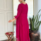 Rajwada Dark Pink Silk Blend Embroidered Stitched Kurta Set For Women