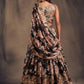 Rajwada Black Organza Printed And Embriodered Semi-Stitched Lehenga For Women