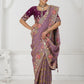 Rajwada Lavender Viscose Silk Embroidered Saree For Women