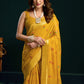 Rajwada Mustard Yellow Cotton Blend Printed Saree For Women