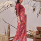Rajwada Magenta Linen Cotton Printed Saree For Women