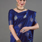 Rajwada  Dark Blue Silk Blend Woven Saree For Women