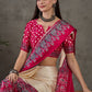 Rajwada Pink And Cream Silk Blend Printed Elegant Saree For Women