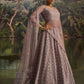 Rajwada Dusty Mauve Net Embellished Semi-Stitched Lehenga For Women