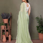 Rajwada Green Banglori Lace Work Saree With Unstitched Blouse For Women