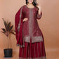 Rajwada Maroon Chinon Embroidered Stitched Kurta Set For Women