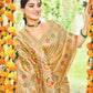 Rajwada Dark Beige Silk Blend Printed Saree For Women