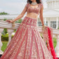 Rajwada Red Georgette Embellished Semi Stitched Lehenga For Women