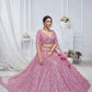 Rajwada Pink Soft Net Embellished Semi-Stitched Lehenga With Unstitched Blouse For Women