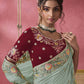 Rajwada Sea Green Georgette Embroidered Elegant Saree For Women
