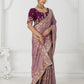 Rajwada Lavender Viscose Silk Embroidered Saree For Women