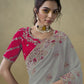 Rajwada Grey Georgette Embroidered Elegant Saree For Women