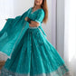 Rajwada Sea Green Silk Blend Embroidered Semi-Stitched lehenga For Women