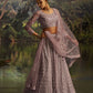 Rajwada Dusty Mauve Net Embellished Semi-Stitched Lehenga For Women