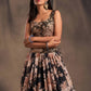 Rajwada Black Organza Printed And Embriodered Semi-Stitched Lehenga For Women