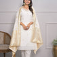 Rajwada White Silk Blend Embroidered Stitched Kurta Set For Women