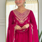 Rajwada Dark Pink Silk Blend Embroidered Stitched Kurta Set For Women