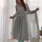 Rajwada Light  Blue Chiffon Floral Digital Print Stitched Kurta Set For Women