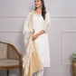 Rajwada White Silk Blend Embroidered Stitched Kurta Set For Women