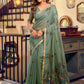 Rajwada Green Cotton Blend Solid Saree For Women