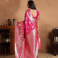 Rajwada Pink Silk Blend Woven Elegant Saree For Women