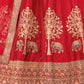 Rajwada Red Silk Blend Embroidered Semi-Stitched Lehenga For Women