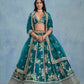 Rajwada Teal Art Silk Embroidered Semi-Stitched lehenga For Women