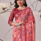 Rajwada Magenta Linen Cotton Printed Saree For Women