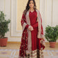Rajwada Maroon Georgette Stitched Gown With Dupatta For Women