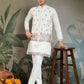 Rajwada White Silk Blend Embroidered Stitched Kurta Set For Men