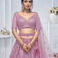 Rajwada Pink Soft Net Embellished Semi-Stitched Lehenga With Unstitched Blouse For Women