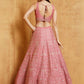 Rajwada Pink Satin Embroidered Semi-Stitched Lehenga For Women