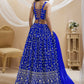 Rajwada Blue Georgette Embroidered Semi-Stitched Lehenga For Women