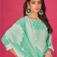 Rajwada Green Organza Embroidered Semi-Stitched Kurta Set For Women