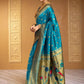 Rajwada Sky Blue Silk Blend Woven Pithani Saree For Women