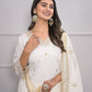 Rajwada White Silk Blend Embroidered Stitched Kurta Set For Women