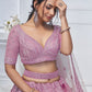 Rajwada Pink Soft Net Embellished Semi-Stitched Lehenga With Unstitched Blouse For Women