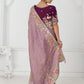 Rajwada Lavender Viscose Silk Embroidered Saree For Women