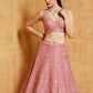 Rajwada Pink Satin Embroidered Semi-Stitched Lehenga For Women