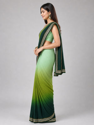Dark Green Silk Blend Embellished Saree